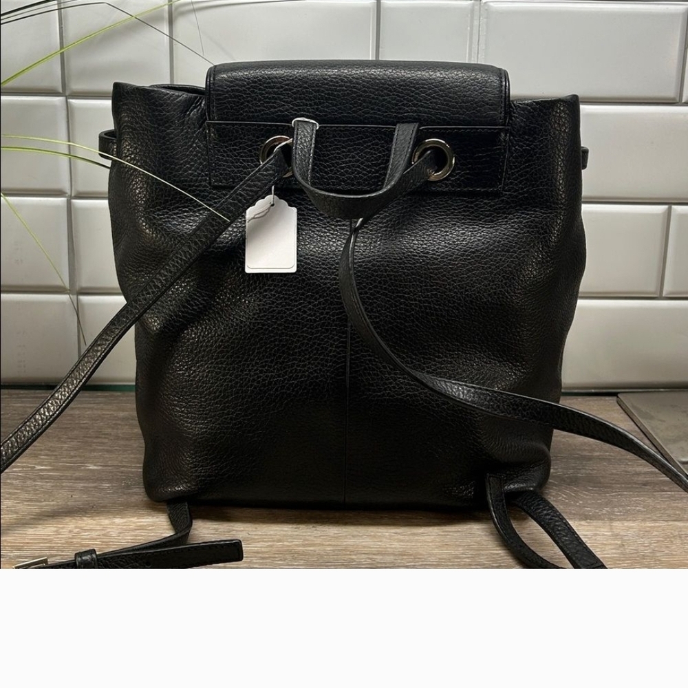 Kate Spade Black Leather Drawstring Backpack - Picture 2 of 13